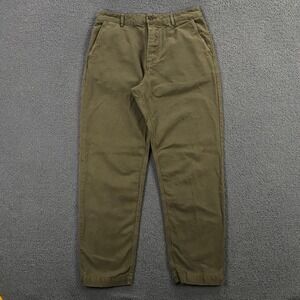 Universal Works Pants Mens 32x29 Button Fly Chino Tapered Leg Cotton Green